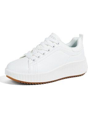 Lucky Step Women White Rhinestone Sparkly Chunky Retro Braided Casual Sneakers